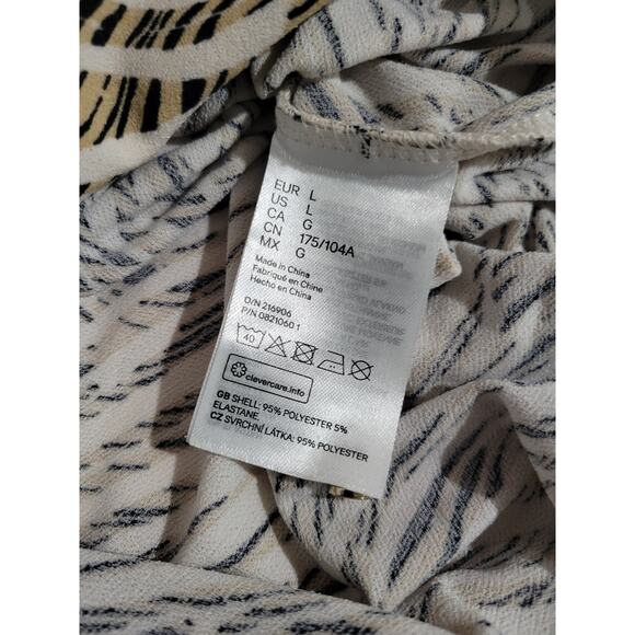 H&M Women’s Cream Animal Print Wrap Blouse – Large, Polyester Blend, Gently Used - Picture 5 of 9